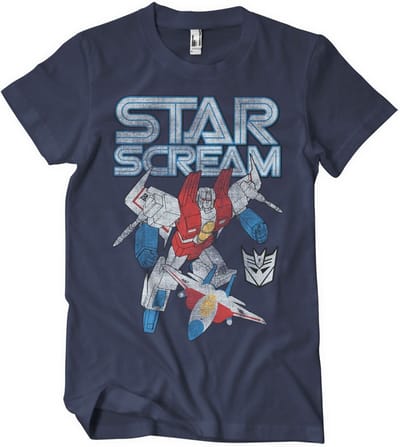 Transformers Stars-crème gewassen T-shirt, marineblauw