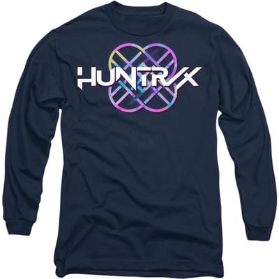K-Pop Demon Hunters Unisex Adult Huntr/X Pastel Logo T-shirt met lange mouwen (Marine)