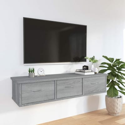 Wandkast - Tv-kast Lowboard - Woonkamer Opbergen - 3 Laden Extra Ruimte - 88x26x18.5 cm - Grijs Sonoma