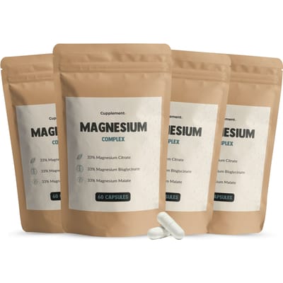 Cupplement Magnesium complex Combideal 4x 60 Capsules - Vegan - Zonder toevoegingen - Lab getest - 60 dagen voorraad per zakje