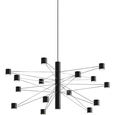 kdln LED hanglamp POLAR 15.1, Ø 77 cm, zwart, 15-lamp, dimbaar