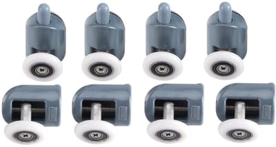 Dailygoods- Douchedeurwielen Universeel - Douchedeur Rollen - Glazen Deur Roller - Vervangingsonderdelen - Antislip - Laag Geluid - 4 Boven/4 Onder Rollen - Douchedeurrollen
