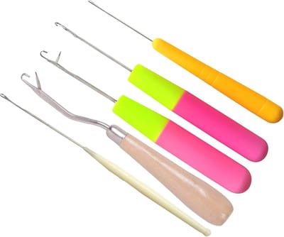 Latch Haaknaald Set - 5 Stuks Gebogen Houten en Plastic Haaknaalden in Verschillende Maten