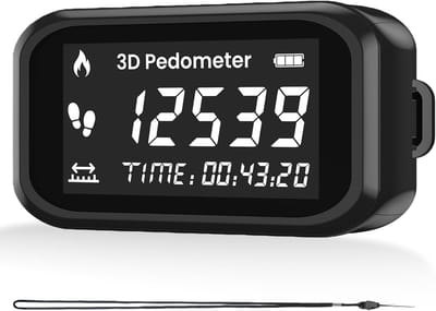 3D Stappenteller - Pedometer Clip - Activiteit Meten - Praktische Clip Bevestiging - 708 cm - Zwart