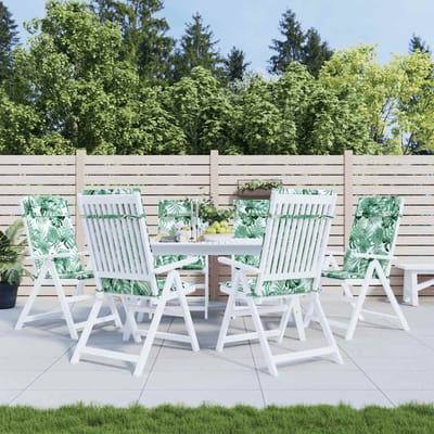 vidaXL - Stoelkussens - 6 - st - hoge - rug - bladpatroon - oxford - stof