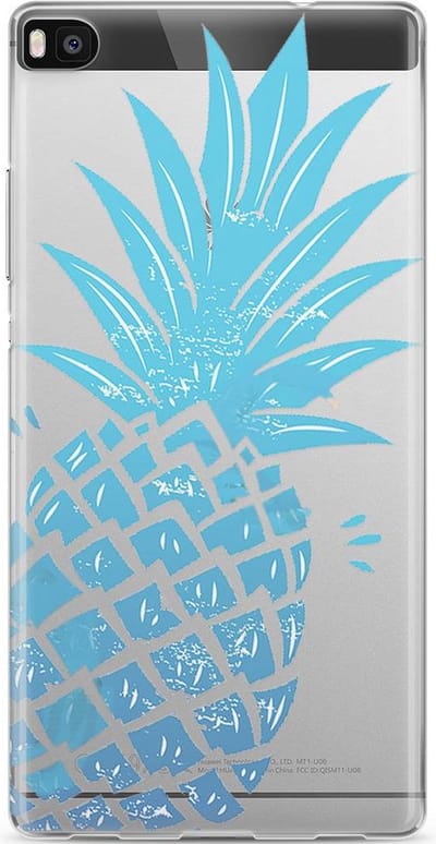 Casimoda® telefoonhoesje - Geschikt voor Huawei P8 - Ananas - Zwart TPU hoesje - Backcover - Multi - Ananas