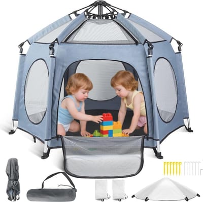 Opvouwbare Babybox 144 x 103 cm - Inclusief Matras en Draagtas, Lichtgewicht en Ideaal voor Reizen, Tuin en Strand
