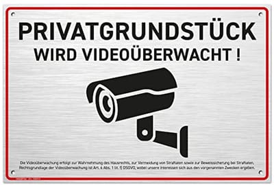Waarschuwingsbord Videobewaking voor Privéperceel - 30x20 cm - DSGVO-Aanwijzing