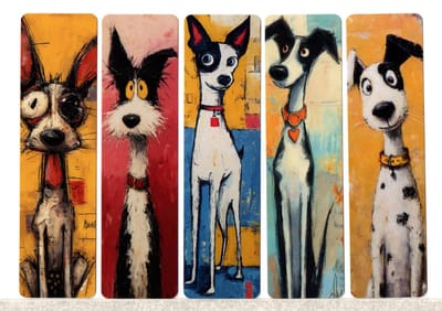 Viwado® Kunstzinnige Hond Boekenleggers - Set van 5 - Unieke Cadeau