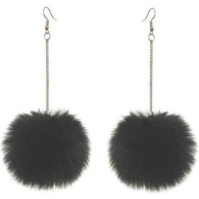 Nieuwe grote pompom oorbellen mode zachte konijnenbont bal pompom hanger lange bungelende oorbellen voor vrouwen meisjes feestcadeaus gray