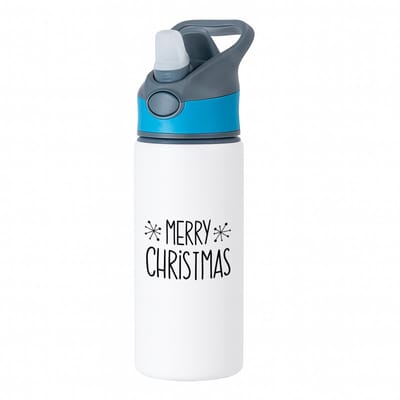 Hacebo® - Kerst merry christmas waterfles met rietje blauw - Kerstmis - Kerst beker - winter - kerst - christmas - kerst cadeau - water fles - 650ML