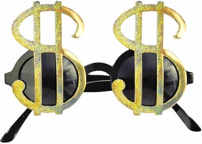 Widmann Dollar bril - goud - pimp/gangster dollarbrillen - dollars/geld - feestbril - dollarteken - verkleedaccessoires - Carnaval