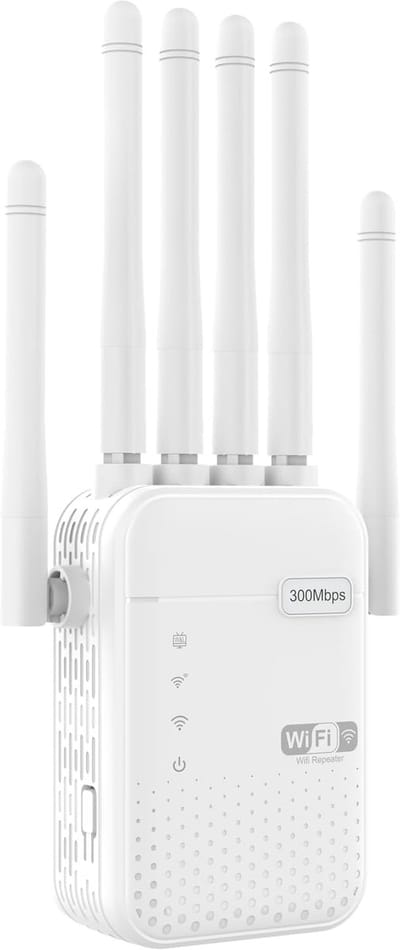 Wifi Versterker - Draadloos Internet - Bereik Vergroten - 6 Krachtige Antennes - 300 m² Dekking