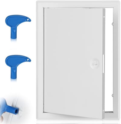 Inspectiedeurtje 20 x 30 cm voor onderhoud, vierkant, wit, van metaal, ideaal voor zolder, badkamer en keuken, inclusief slot met 2 sleutels