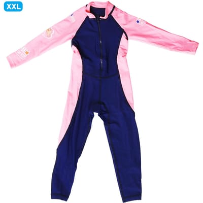 Kinderen Ééndelig Duikpak Lange Mouw Sneldrogend Zwemkleding Snorkelen Wetsuit(vrouw donkerblauw XXL)