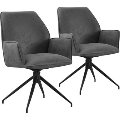 Multifurn Jill Eetkamerstoel Set van 1 - Linnen Antraciet - 57x63x90 cm
