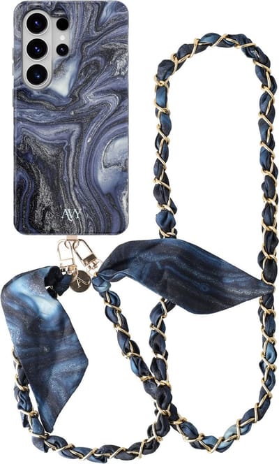 AVY Hoesje Met Telefoonkoord | Geschikt voor Samsung Galaxy S26 Ultra | Compatibel met MagSafe & Qi2 | Hard Shell Back Cover | Stijlvol Bijpassend Koord Crossbody (120CM) | Obscura Blue