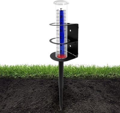 Regenmeter Tuin - Watermeter Buiten - Weer Meten - Stabiele Metalen Standaard - 26 x 8 x 8 cm - Transparant