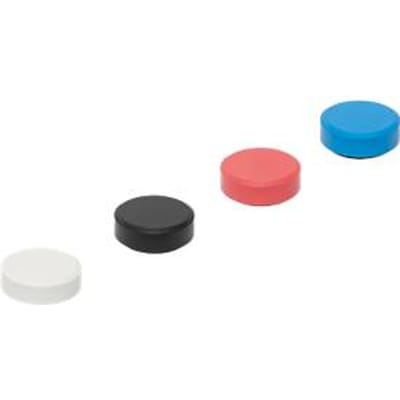 MAULmagneet MAULpro Recycling, rond, met facetrand, kleefkracht tot 0,6 kg, Ø 29 mm, 85% gerecycled kunststof, gelakt, geassorteerde kleuren, 20 st.