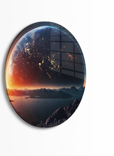 Indoorart - Muurcirkel Fantasy World Plexiglas 30 cm - Wanddecoratie - Afbeelding op Plexiglas - Inclusief ophangplaat