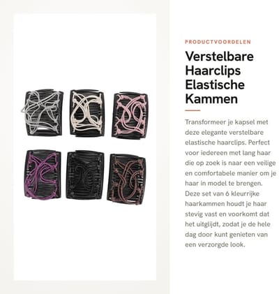 Dailygoods- Haarclips Verstelbaar - 6 Stuks - Elastisch - Veilig - Comfortabel - Magische Kammen - Diverse Kleuren - Haarkammen