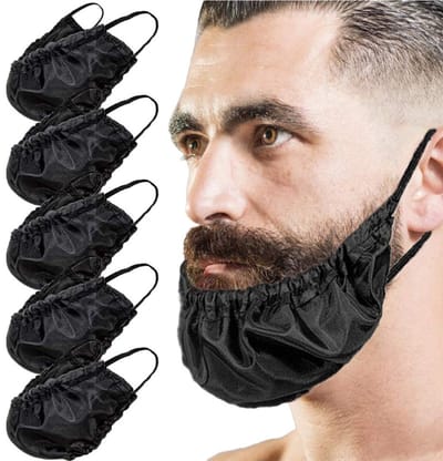 5 stuks baardbeschermers voor mannen - Gezichtsbaardschort - Baardbandana - Baardbeschermkapje - Gezichtsbeharing voor mannen - Baardbeschermkapje - Voor mannen met baarden - Zwart