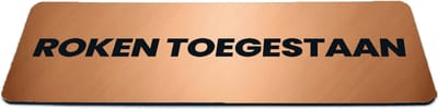 Deurbordje Brons/Koper-look met tekst roken toegestaan - Formaat 150 x 50 mm x 1,6 mm - Zelfklevend | Luxe uitstraling | Geborstelde Koper/Brons toplaag | Gratis Verzending | Decoporta