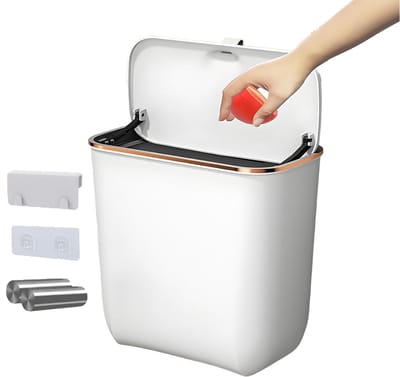 Prullenbak Keuken - Afvalbak Hangend - Ruimte Besparen - Veelzijdige Montage - 7 Liter - Wit