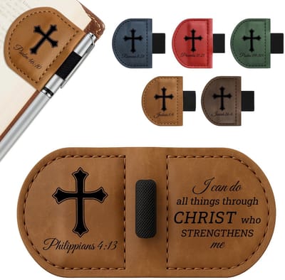 Dailygoods - Gepersonaliseerde Magnetische Leren Boekenlegger met Bijbelvers - Inspirerend Cadeau voor Boekenliefhebbers