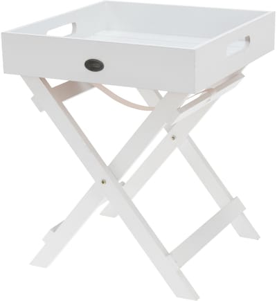 Relaxwonen - Dienblad - Bijzettafel - Ontbijt op Bed - Afneembaar Blad - Hout - Wit - 30x30x36 cm
