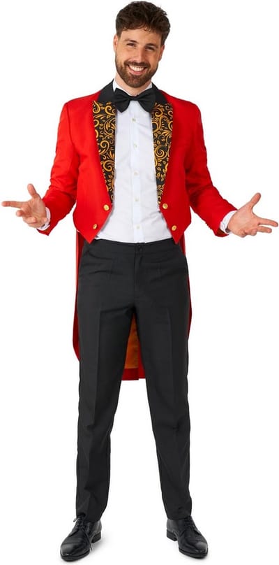 Suitmeister Circus Kostuum - Heren Pak - Carnavalskleding - Rood - Maat: S