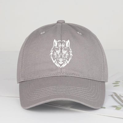 Casquette de baseball souple avec imprimé tête de loup Douce, Confortable, Légère, Respirante, Réglable Fraîche, Sauvage, Minimaliste, Mode