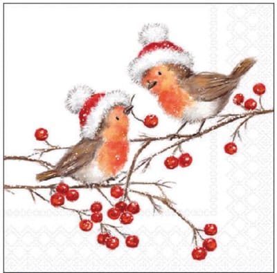 Ambiente Servetten 25cm Christmas robins