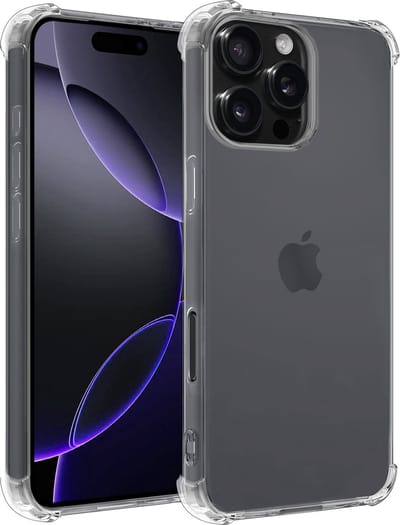 Hoesje - Geschikt voor Apple iPhone 16 Pro - Sterk & Shockproof - Siliconen Shock Case - Hoes Cover - Telefoonhoes - Transparant
