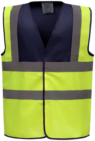 Yoko Signalisatievest met 2 Banden & Bretels YHVW100 - Navy / Hi Vis Yellow - S