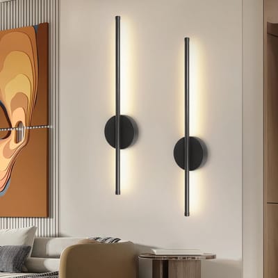 Draadloze Oplaadbare Wandlamp Zwart 60cm Dimbaar met Afstandsbediening
