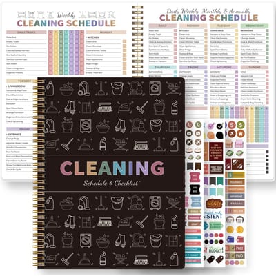 Schoonmaak Planner Spiraalnotitieboek A5 Wekelijks Maandelijks Schoonmaakschema Dieptereiniging Checklist Huishoudelijke Organizer Met Stickers zwart