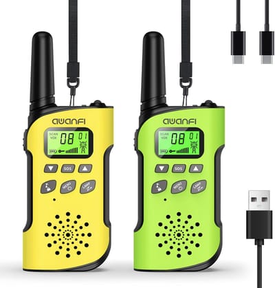 Walkie Talkie Kinder Set – Oplaadbaar met Li-ion Batterij – VOX Handsfree – LCD Scherm – Zaklamp – Toetsvergrendeling – Walkie Talkies voor Kinderen 3-12 Jaar – Ideaal voor Camping & Avontuur