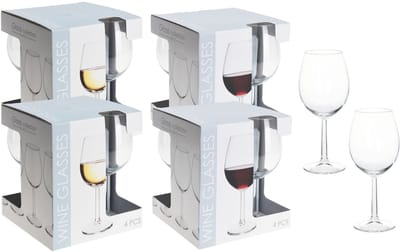 Excellent Houseware Wijnglazen - 16x stuks - rode en witte wijn - 430 / 580 ml - glas - transparant