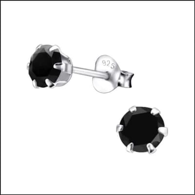Aramat Jewels | Oorbellen | 925 Zilveren Kristallen Oorbellen Rond 4-8mm - Sprankelende Studs | 5mm / Zwart | | | Zilver | Kinderen, Volwassenen | Verkleurd niet
