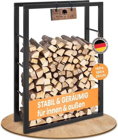 Houtrek voor binnen en buiten 150 x 100 x 25 cm - Metalen frame tot 800 kg houtopslag