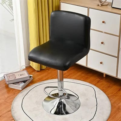 1 ST Leer PU Barstoel Stoelhoes Elastisch Waterdicht Korte Rug Kantoorstoel Sliphoes Stretch Eetkamerstoel Hoes voor Feest black