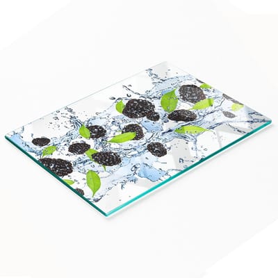 Gehard multifunctioneel decoratief bord van glas met braam- en watermotief, 80x52 cm