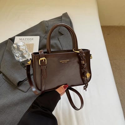 Retro Mode Handtas Schoudertas voor Dames Koreaanse Stijl Ins Trendy Eenvoudig Casual Vierkante Tas High-end Dames Tas With pendant black