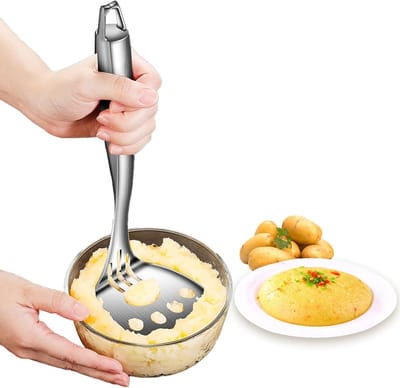 Dailygoods - Aardappelstamper, 304 Roestvrij Staal Aardappelstamper met Lange Steel voor Aardappelen, Tomaten en Avocado's