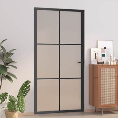 vidaXL - Binnendeur - 102,5x201,5 - cm - matglas - en - aluminium - zwart