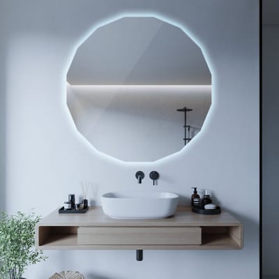 Coloray Geometrische LED Spiegel - Spiegel Met Vele Hoeken LED - 100 cm x 100 cm - Spiegel Badkamer Hoekige Vorm met Verlichting - Trendy Spiegel Vorm LED - Koel Licht - LED Spiegel Symmetrische Vorm - Design Spiegel Geometrisch LED