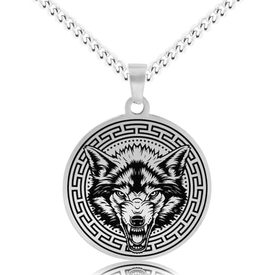 Wolf Ketting Zilverkleurig - Dier Talisman - Roestvrij Staal / Stainless Steel - 60cm - Pax Amare