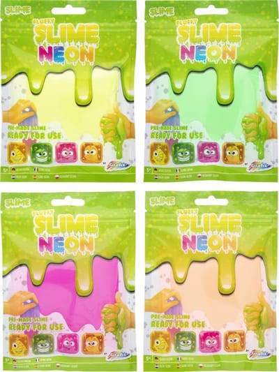 Fluffy Slijm Neon 12pcs - Uitdeelcadeaus - Traktaties - 4 Kleuren, Geel - Oranje - Roze - Groen - speelslijm voor kinderen - Kinderfeestje