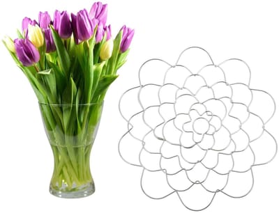 Dailygoods- Bloemensteelhouder 12 cm - Bloemenstandaard voor binnen - Bloemenorganizer - Zilverkleurig - Duurzaam ontwerp - Modern design